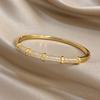 Luxury Bamboo Inlaid Zircon Smooth Bracelet for Women Fashion Gold Plated Copper Cuff Bangle Bracelets Waterproof Jewelry