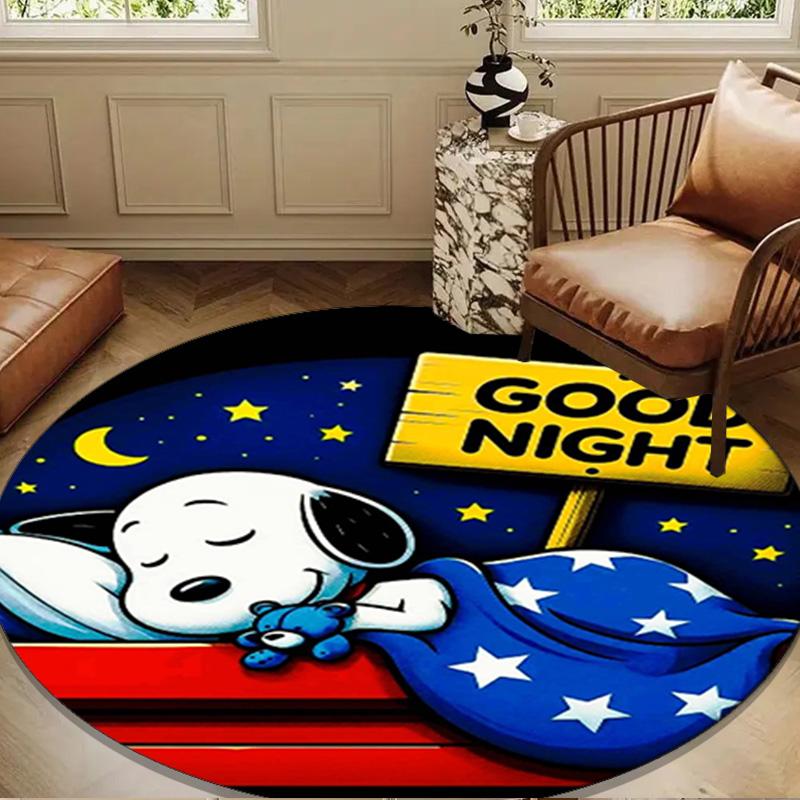Cute Dog Dreams Under Stars Round Rug for Livingroom,Bedroom, Palyroom, Chair Rug, Area rug, Circle Carpet, Large Size Fan Christmas gift
