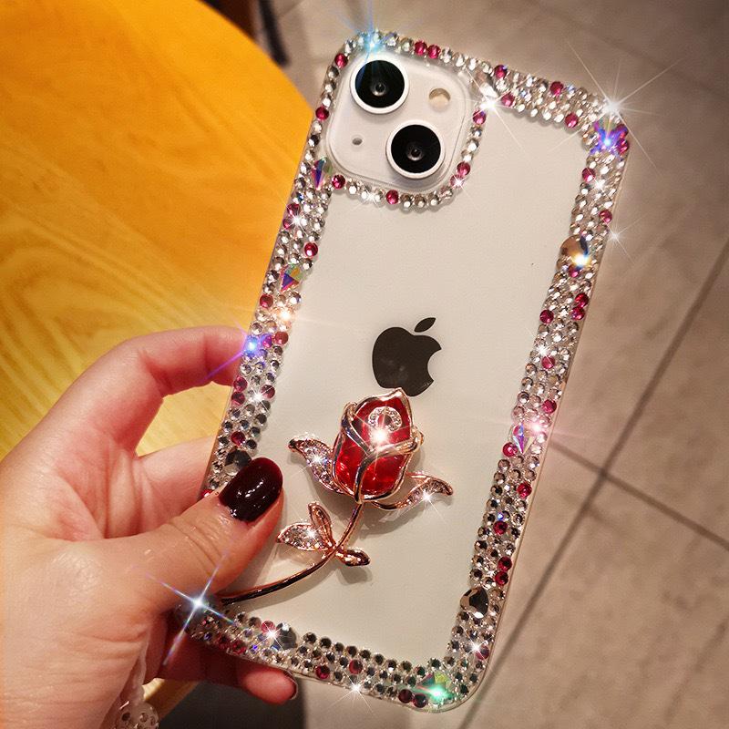 Luxuriöse Roségoldene IP17PROMAX Handyhülle mit Diamantringhalter
