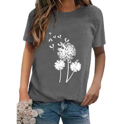 Damski Modny T-shirt z Krótkim Rękawem z Okrągłym Dekoltem i Nadrukiem dla Kobiet Koszulka