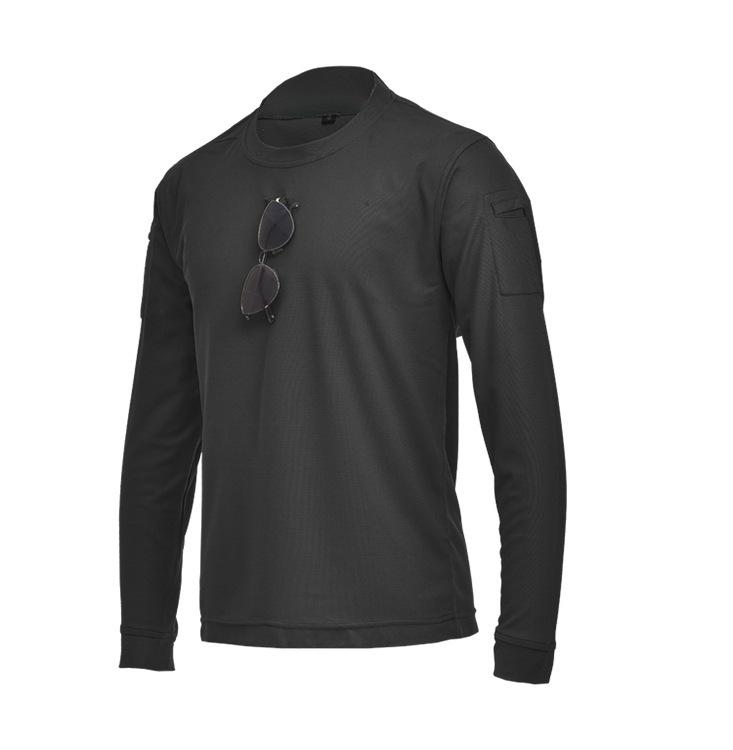 T-fengxinzi Heren T-shirt Los Grote Maat Tactisch Lange Mouw Stretch Zweetabsorberend Trainings T-shirt met Ronde Hals XL zwart