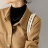 Women's Office Commuter Polished Shirt Solid Color Vintage Lining Shirt Female Long-sleeved Tops Spring and Autumn Winter