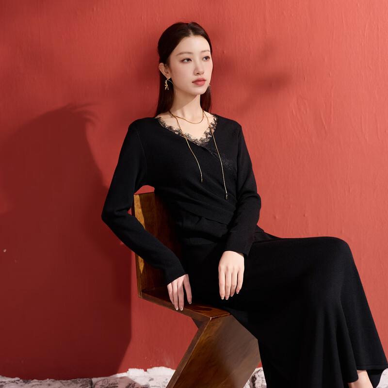 

Sancai Женский зимний вязаный комплект большого размера с кружевным V-образным вырезом XL 170/96B