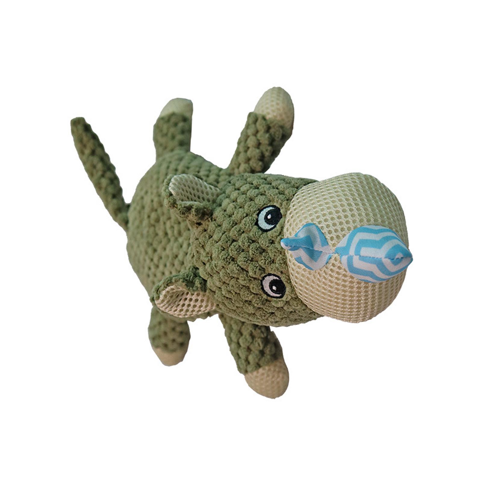 Animal Plush Toy Bite Resistant Sound Design Cute Appearance Stuffed Animal Toy Decoration for Dogs Pets Rhinoceros