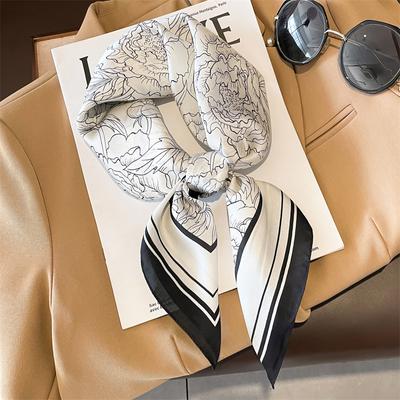 Foulard Quadrato in Seta Floreale Sciarpa Wrap Hijab da Donna Fascia per Capelli da Donna Polso Fazzoletto da Testa di Lusso 70*70Cm Sciarpa Bandana