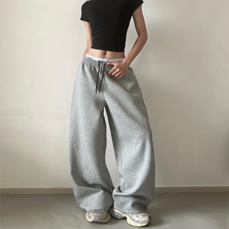 LKTM Unisex Grey Casual Wide-Leg Sweatpants