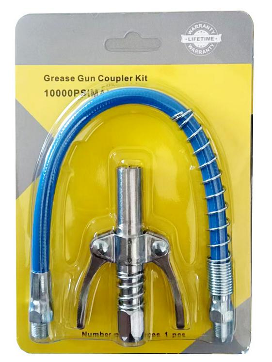 Double-Handle Stainless Steel High-Pressure Grease Gun Nozzle with Explosion-Proof Hose and Flat Oil Injection