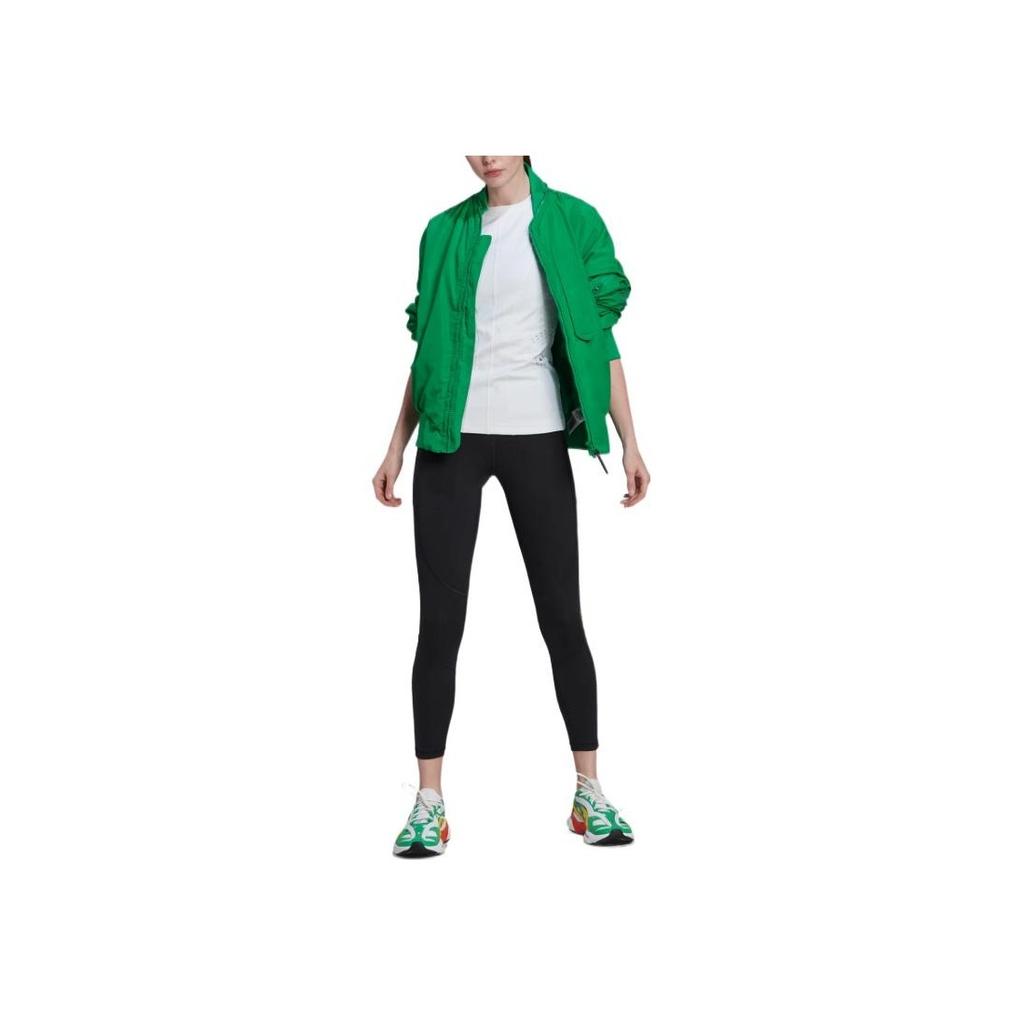 Adidas Solid Color Zip-Up Long Sleeve Jacket Women Outerwear Green HI0926