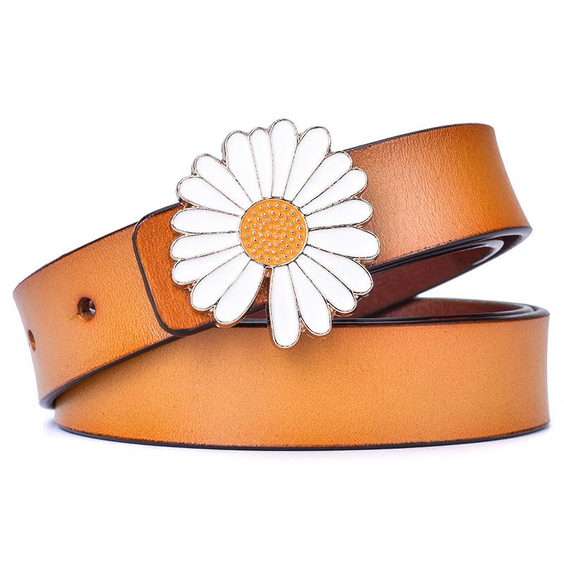 Belt Women'S Leather Cowhide Smooth Buckle Thin Belt Casual Women'S Decoration