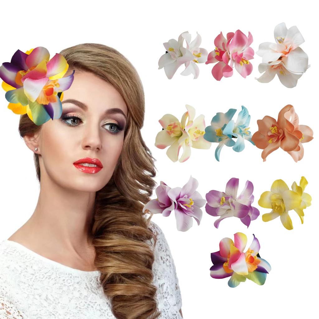 4Pcs Tropical Hibiscus Hair Clip Bohomian Floral Claw Clip for Women Girls Beach Party Accessories Practical Hairpin
