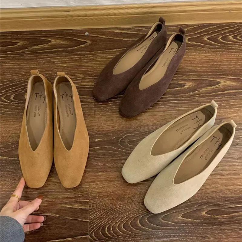 Women's Square Toe Vintage Flats Soft Loafers Comfortable Leather Ballet Shoes for Female Dress Shoes Mujer