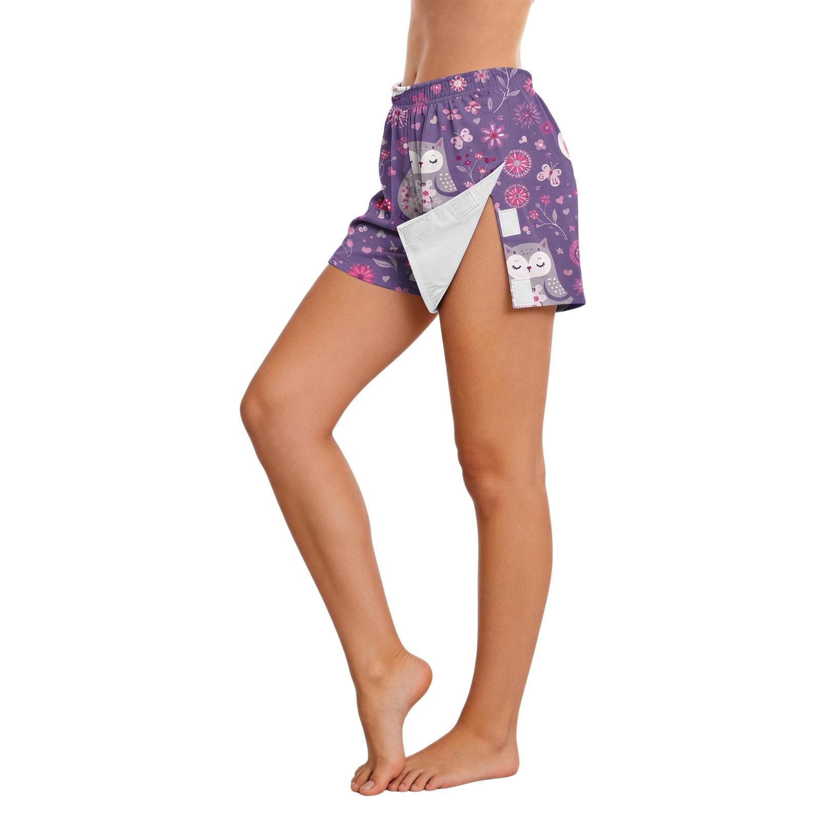 

Women Animal Print Side Velcro Closure Easy Open Post Surgery Recovery Care Shorts Suitable for Medical Use Comfortable Fit XXL фіолетовий