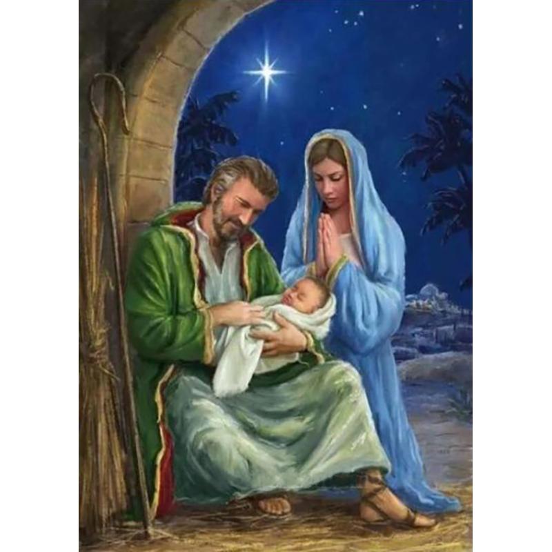 DIY 5D diamantmaleri helrundt borekorsstingsett Diamantbroderi Religion Mosaikk Portrett Hjemmedekor Veggkunstgave