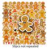 50pcs Gingerbread Man Stickers - Festive DIY Cartoon for Christmas, Waterproof for Phone & More