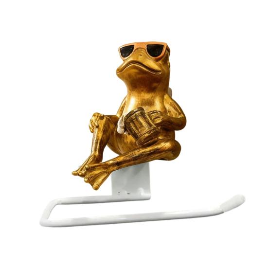Funny Frog Toilet Paper Holder Wall Mounted Paper Roll Holder Novelty Resin Frog Towel Tissue Dispenser for Bathroom Decor