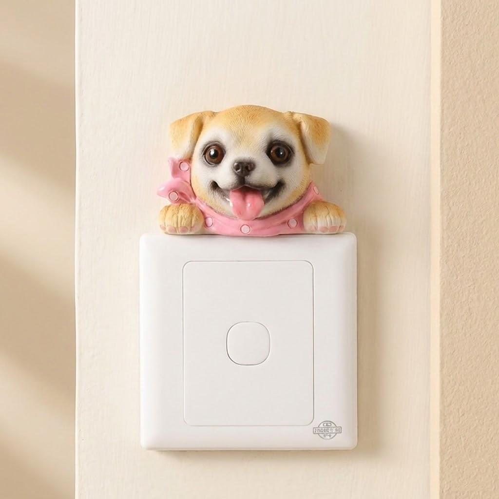 

Resin Wall Stickers Animal Wall Hangings Switch Decal Home Decor Room Decorations Cartoon Dog Kitty Reindeer Elephant Panda