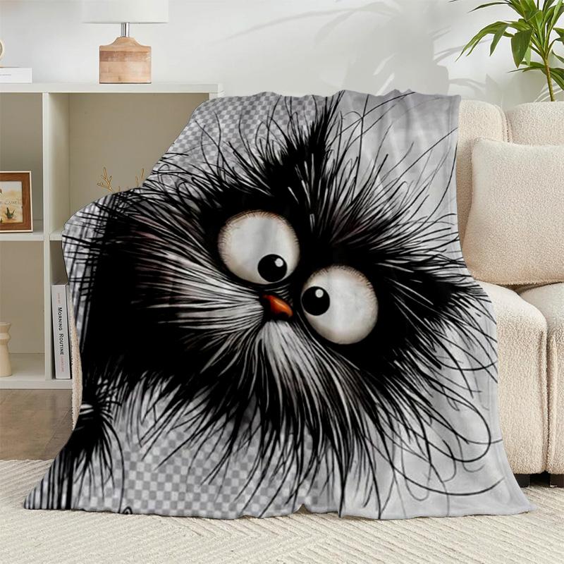 1PC Black Cat In Sunflower Town Flannel Blanket Gift, Suitable for Both Men And Women, Soft Ideal for Beds And Sofa, Birthday Or Christmas Gift