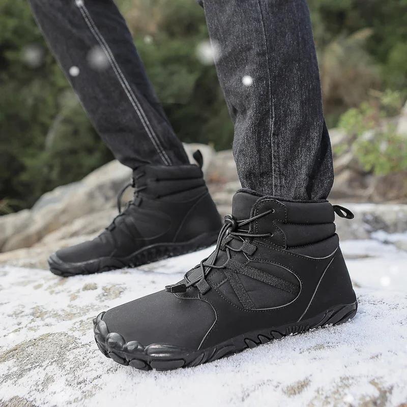 Winter Hiking Shoes Snow Boots Plush Cotton Shoes Outdoor Sneakers Men Women Ankle Boots Warm Winter Boots Mid-top