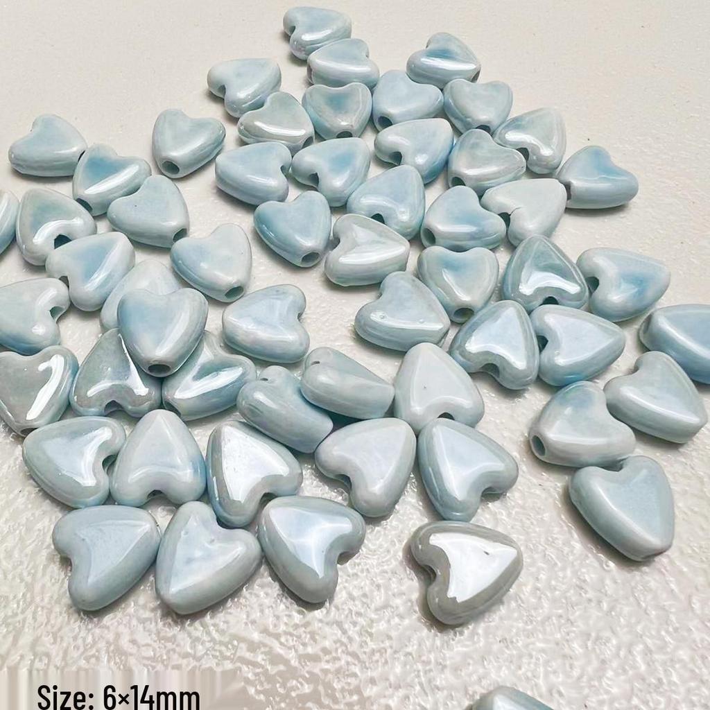 Blue Series Japanese Ceramic Seashell & Heart Beads for DIY Jewelry