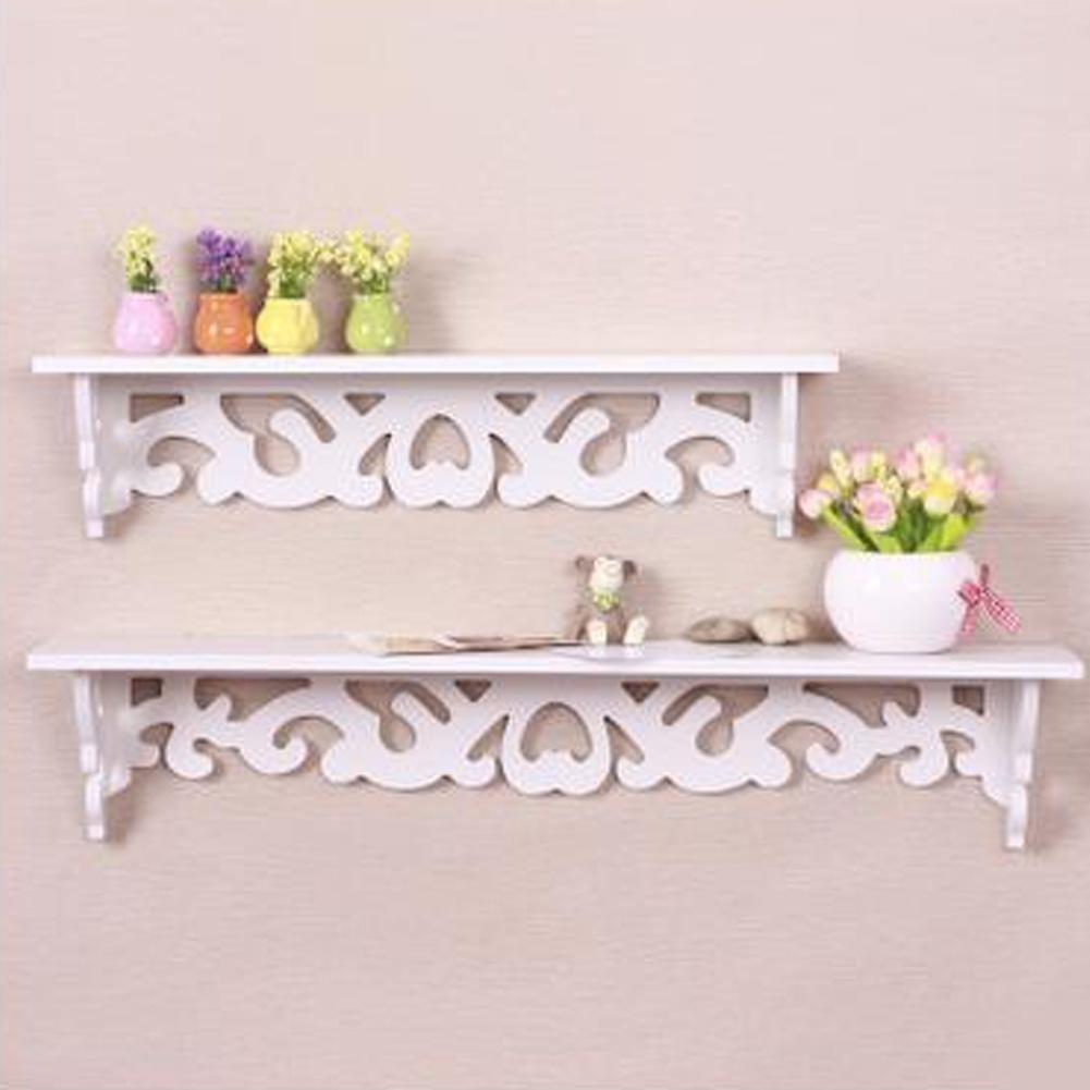 Vintage Carved Hollow Wood Wall Hanging Rack Shelf Shelves Holder Storage Home Decor