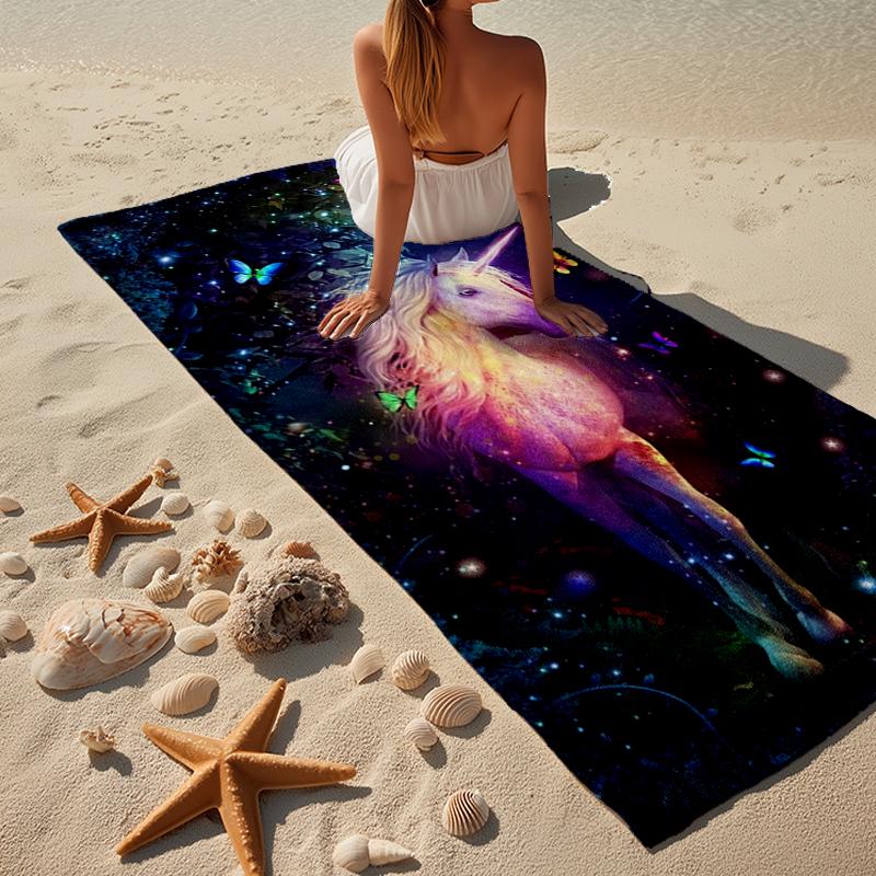 Magical Unicorn Garden Beach Towel, Super Soft Microfiber, Gift for Her/Him, Birthday, for Pool, Beach, Travel, Home Decor Fan gifts