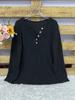 2025 Autumn/Winter Women's Round Neck Casual Long Sleeve Button Knit Top