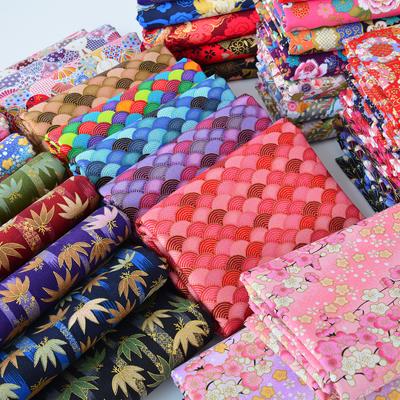 Algodón Puro Bronceado Tejido Japonés Por Metro para Ropa Cheongsam Hanfu Bolsos Manteles Costura DIY Tela Estampada Colorida
