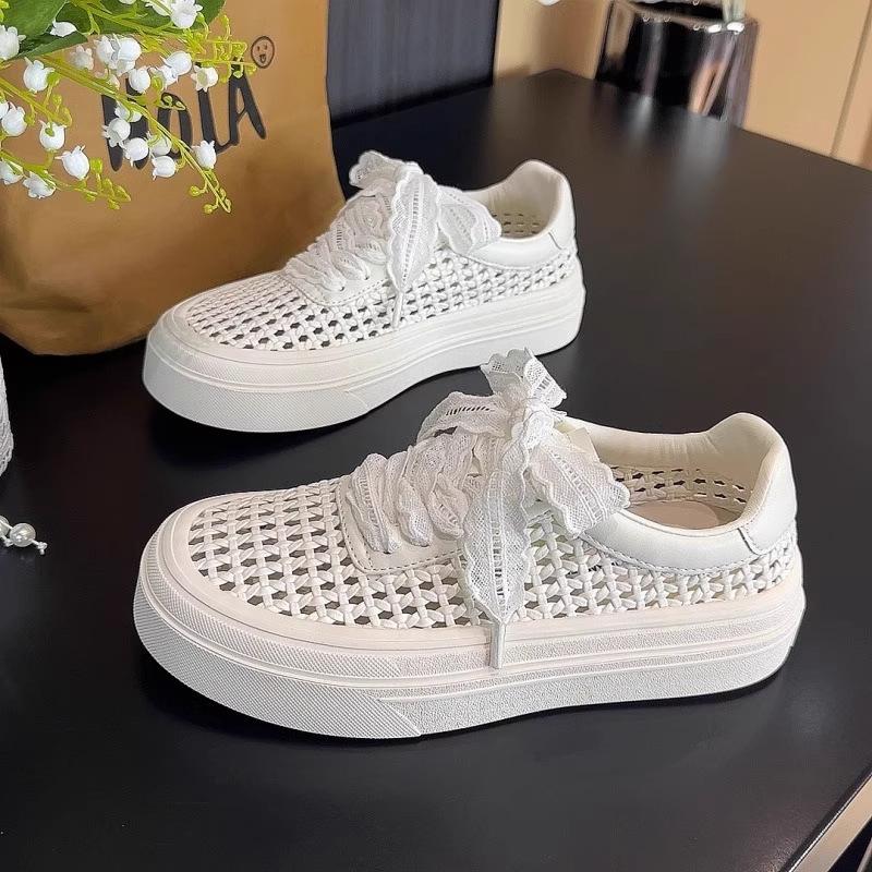 

Летние плетеные и полые женские туфли Crocs на толстой подошве и тонкие кроссовки дышащие 40 белый