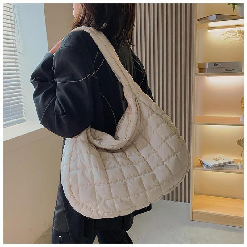 Winter Space Cotton Shoulder Bag Female Large Capacity Dumpling Bag Fashion Padded Crossbody Bag Luxury Lady Down Tote