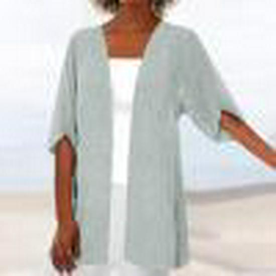 Women's Summer Cardigans Plus Size Short Sleeve Half Loose Cover Up Open Front Stretch Blouse Wrap Outwear Top