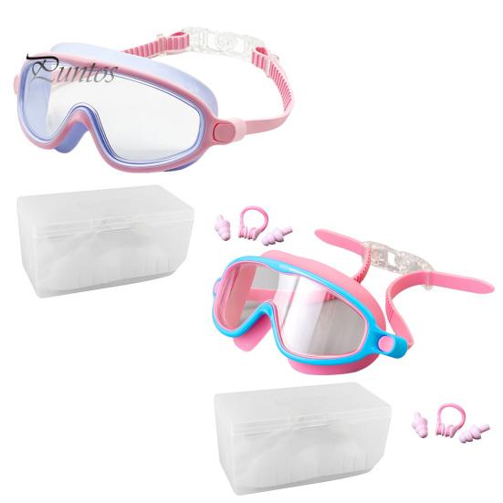 Kids Swim Goggles Anti-Fog UV Protection Leak-Proof Pool Swimming Goggles with Nose Clip Earplugs for Boys Girls Youth Toddler 3-15 Years