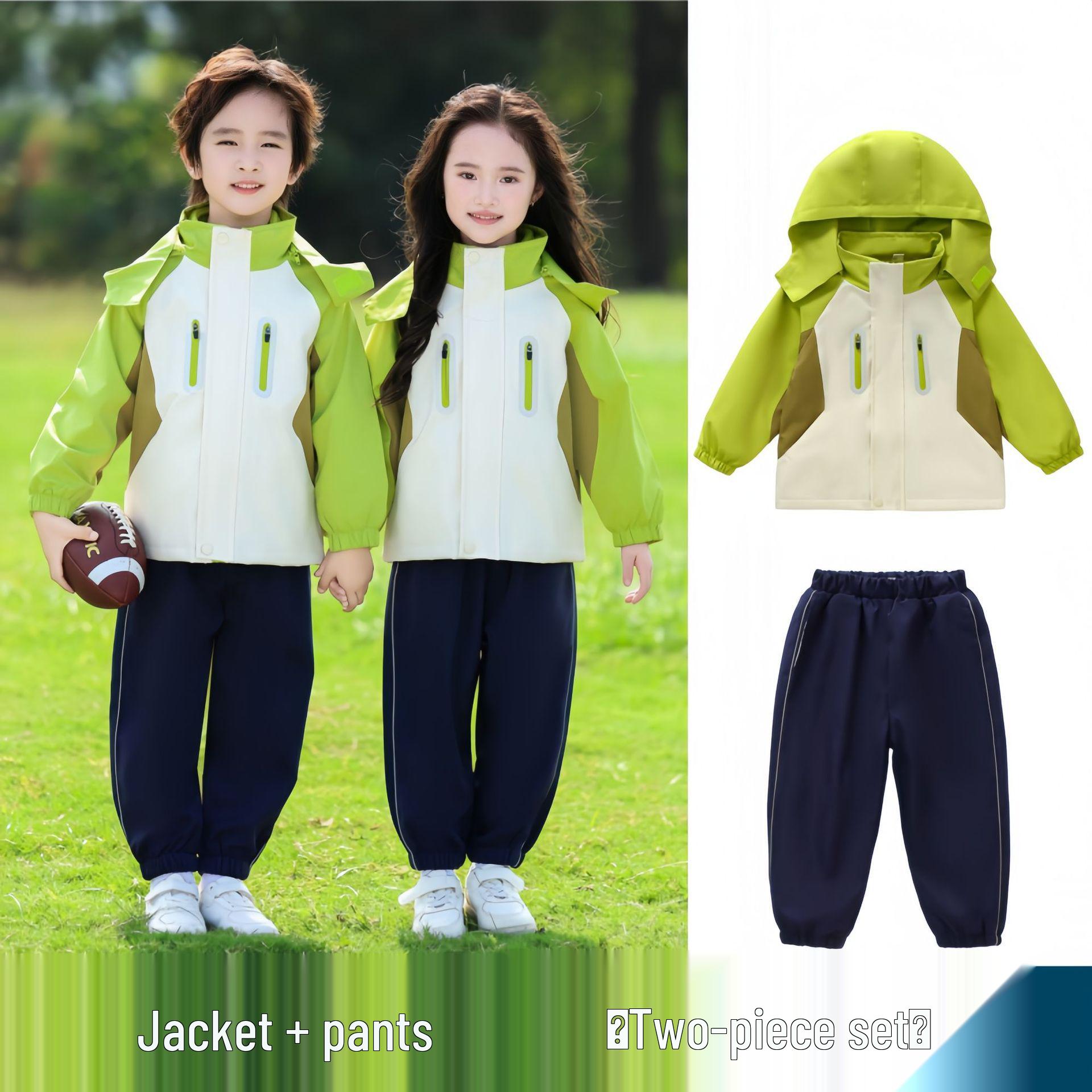 

Primary School Windbreaker Uniform Set: 3-Piece or 5-Piece for Spring, Autumn, Winter - Sports Meeting & Kindergarten Use 150 cm