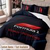 F1 Bedwäsche-Set mit Aufdruck Benutzerdefinierter Name Text 1 Bettbezug 2 Kissenbezüge für Schlafzimmer