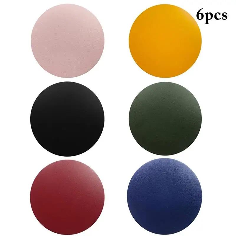 Faux Leather Drink Coaster 3.94in Round Heatproof Cup Mat Tableware Pad Trivet Mat Round Drink Mat Trivet Mats Accessories 6pcs
