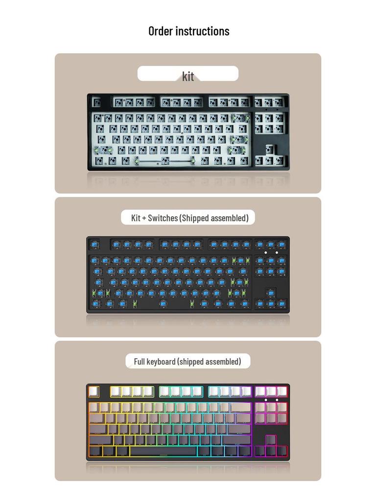 Three-Mode Wireless/Wired Bluetooth Mechanical Keyboard - 87-Key Gradient Side-Engraved Gaming & Office Edition