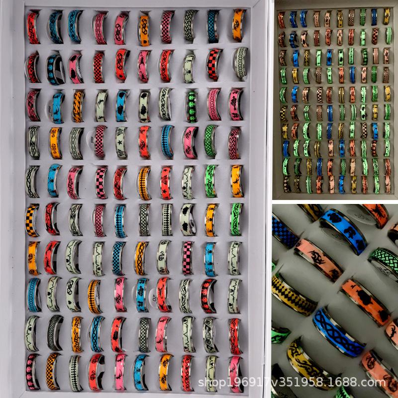 

10 шт., светящееся кольцо из нержавеющей стали для мужчин и женщин, кольцо из смешанной титановой стали