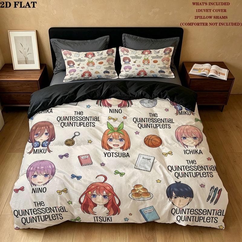 5Toubun Pattern Bedding Quilt Set Quilt Cover Pillowcase Home Birthday Gift(1 * duvet cover + 2 * pillowcase, without core)