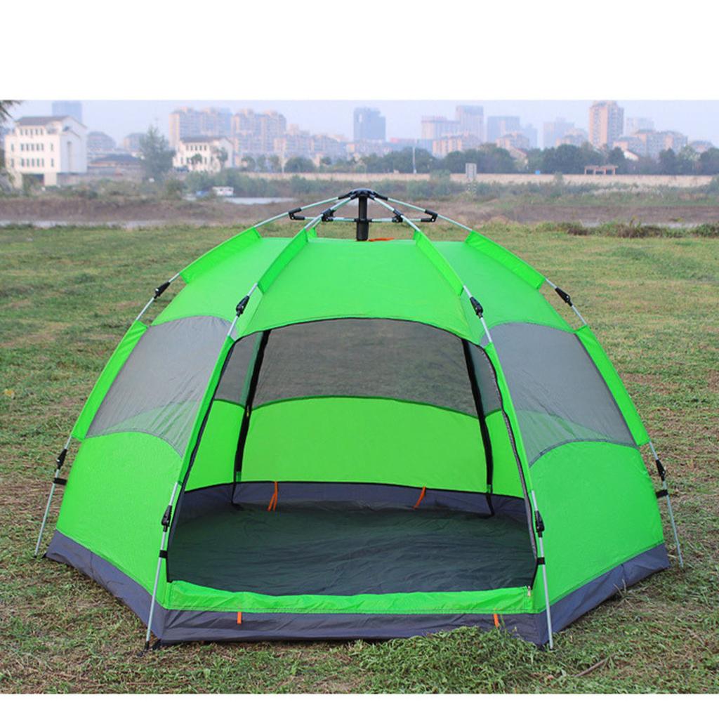 8 Person Easy Pop Up Camping Tent Double Layer Instant Automatic Pop Up Hexagonal Tent Green