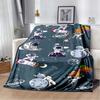 Space Astronaut Flannel Blanket, Soft Warm Throw with Cartoon Spaceman & Planet Print for Kids Bed Sofa, Cozy Bedding for Boys