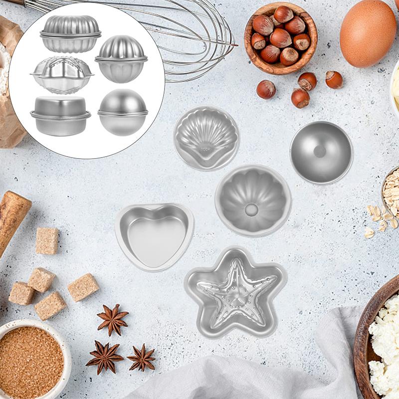 12Pcs 6 Shapes Metal Bath Bombs for Crafts DIY Handmade Soap Candle Cake Ice Cream Baking Handicraft Making Supplies