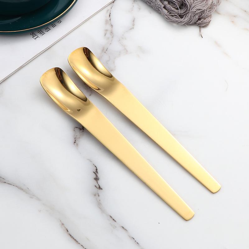 Stainless steel flat head spoon household dessert spoon dumpling spoon stuffing spoon long handle digging spoon ice cream cake spoon