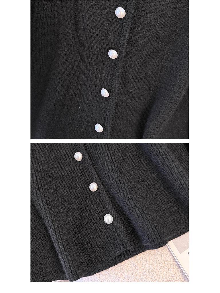 Plus Size Women's V-Neck Cardigan Sweater, Korean Style, Autumn/Winter, Slimming Knit Long Sleeve Top, Fits 130-300 Jin