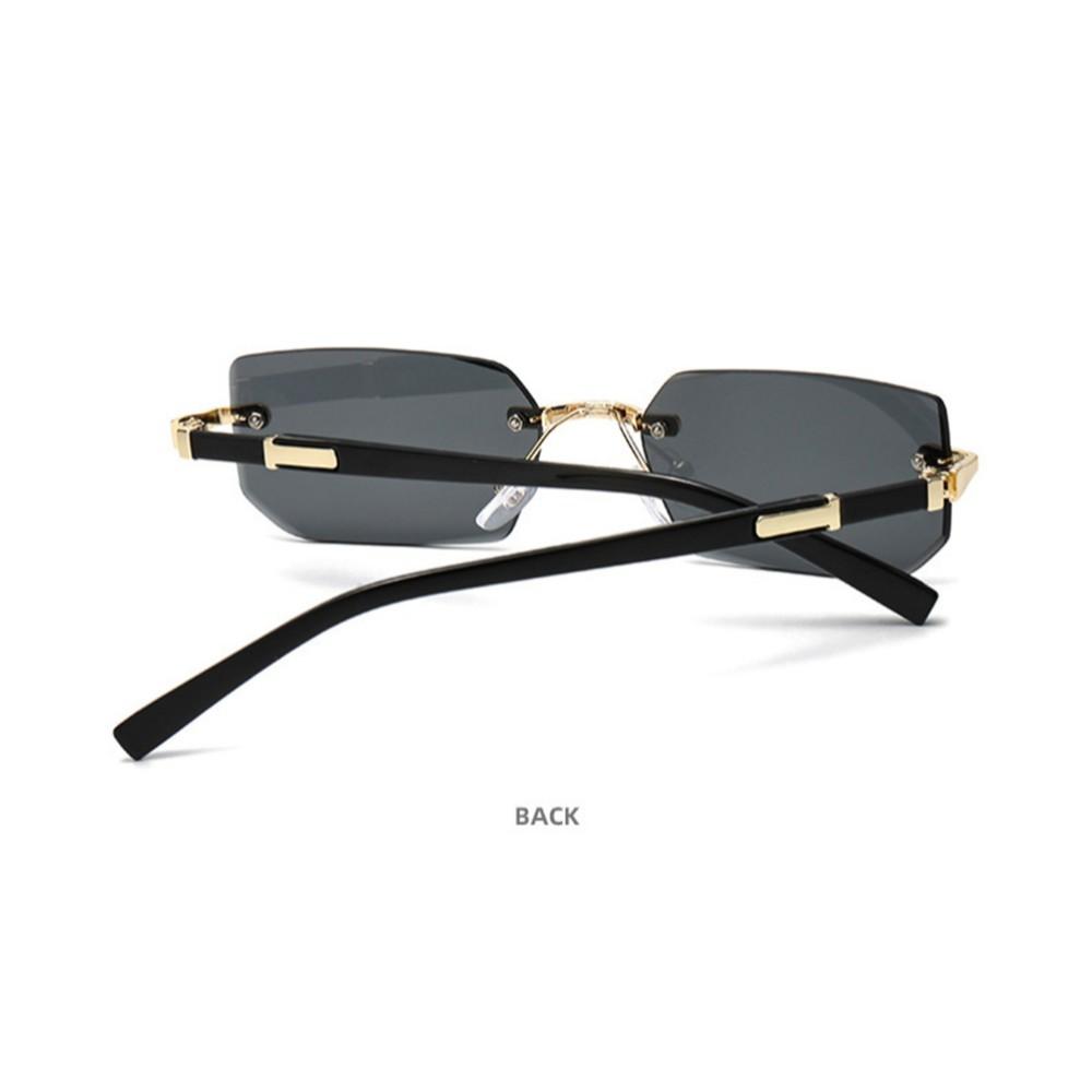 Randlose Kanten geschliffene Rechteck Sonnenbrille Unisex Rahmenlose Brille Designer Mode Vintage Quadratische Tönung Y2k Sonnenbrillen Brillen