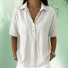 Women Shirt Lapel Buttons Half Placket Short Sleeve Shirt Tops Pure Color Loose Fit Casual Blouse Vacation Date Casual Wear
