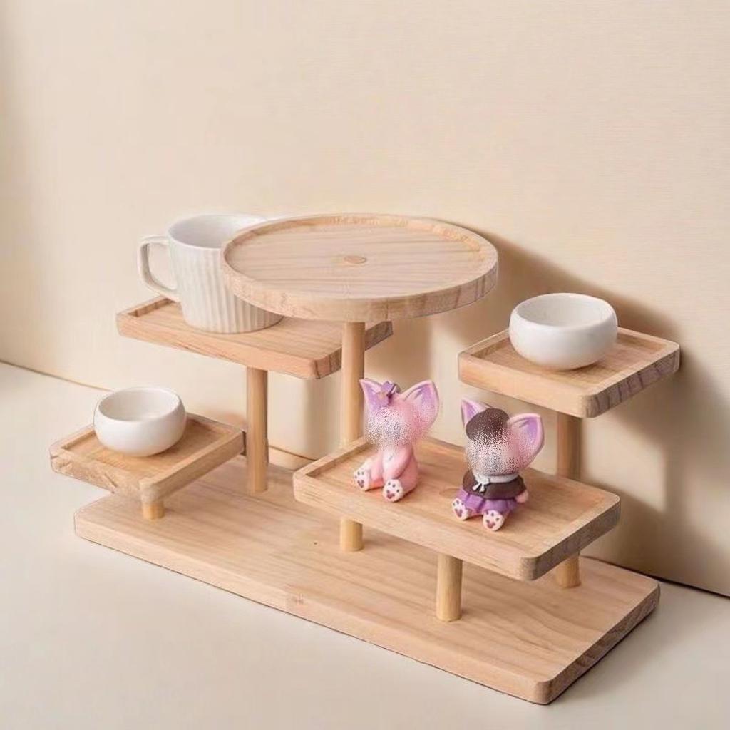 Wooden Standing Shelves Stacked Display Shelves Jewellery Eyeglasses File Organiser For Jewellery Succulents Home Decoration