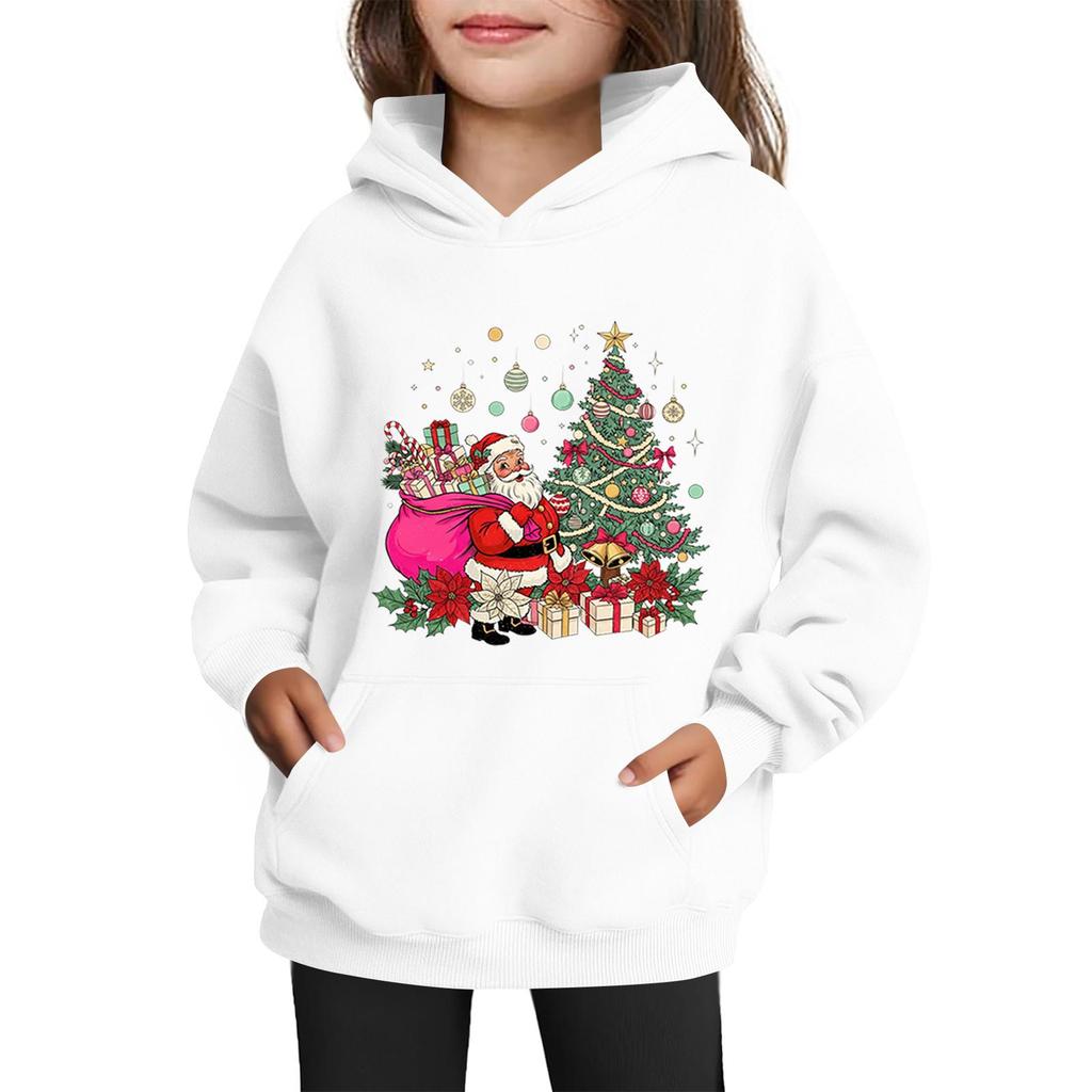 Sweatshirts For Teen Girls Hoodies Long Sleeve Drawstring Pullover Cute Printed Oversized Hoodie Christmas