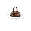 French Style Boston Shoulder Bag Cloth Women Handbags Trendy Woolen Plaid Bowling Bag  Girls