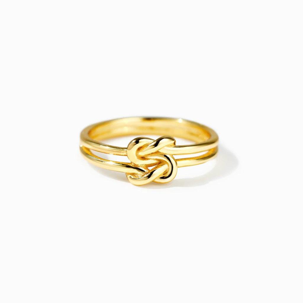 High-End S925 Sterling Silver Double Knot Four-Leaf Clover Ring for Women - European and American Style Index Finger Jewelry