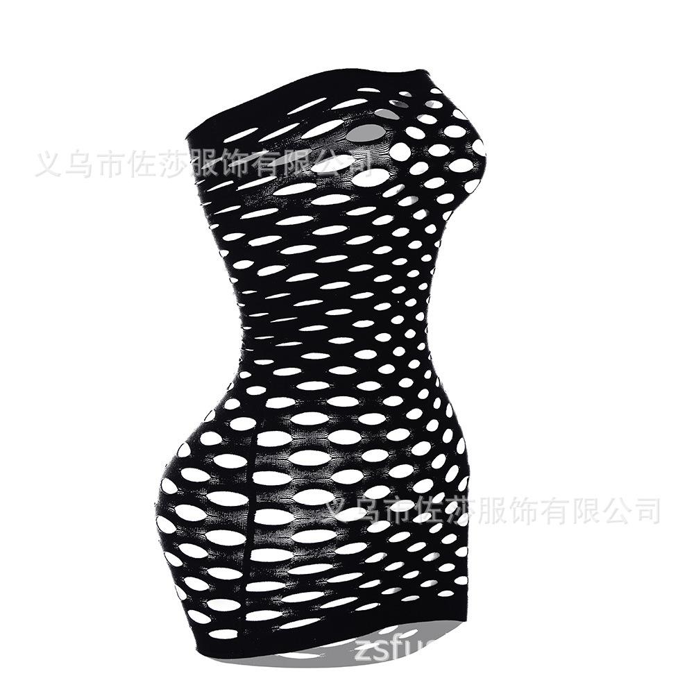 Sexy and romantic underwear for export, large hole body-hugging dress, strapless romantic net dress, net dress, full-body Sheer mesh  round hole...