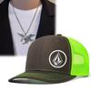 2Pcs Men Women Embroidery Flat Brim Sun Hat Eagle Pendant Necklace Set Fashion Leisure Sports Baseball Cap Couple Hip Hop Cap
